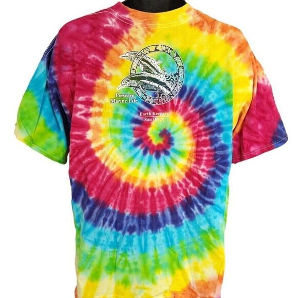 Bottlenose Dolphins T Shirt Vintage 90s Y2K Preserve Marine Life San Diego Tie - Picture 1 of 6